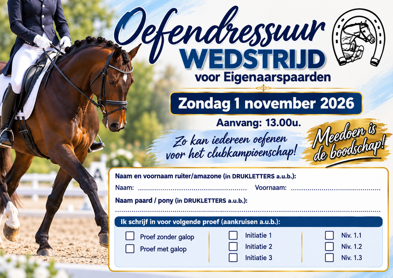 Oefendressuur eigenaarspaarden 1 november 2026